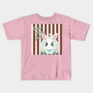 cute rabbit, "crazy bunny girl" quote, fabric like print, pastel colors Kids T-Shirt